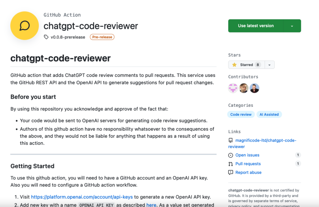 automated github code reviewer action on github marketplace